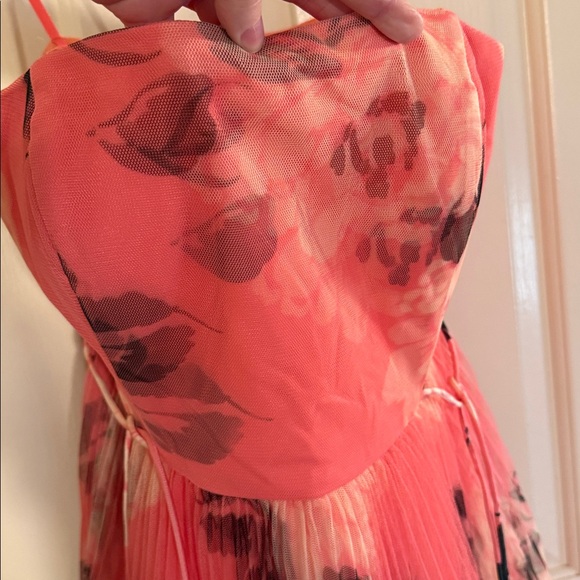 Hutch Costella Strapless Pleated Floral Tulle Midi Dress Anthropologie - Picture 5 of 13